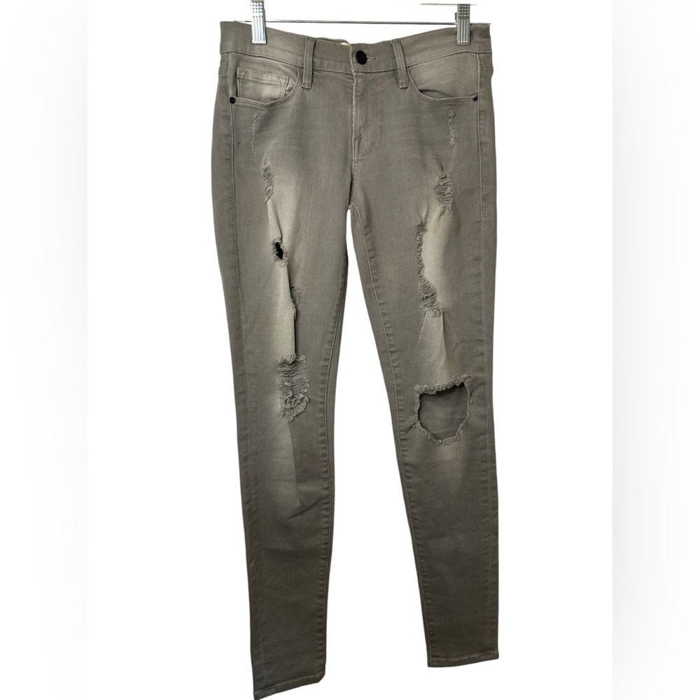 FRAME Le Skinny De Jeanne in HARDING Distressed Destroyed Skinny Jeans